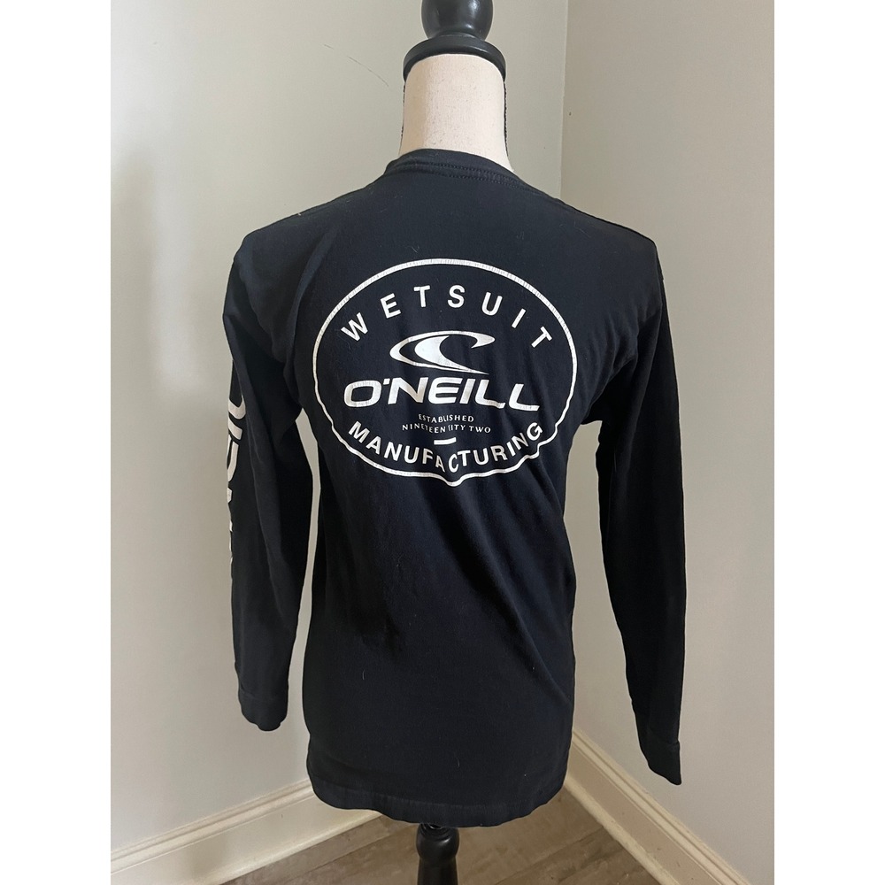 O'Neill Small Black Long Sleeve Graphic Tee Cotton Granola Unisex Skater Beach